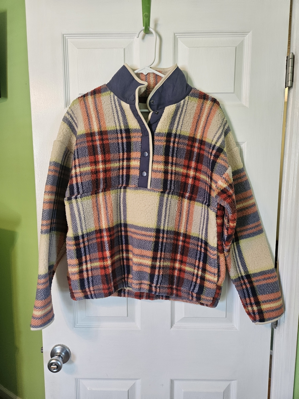 American Eagle Cozy Plaid Sherpa Pullover